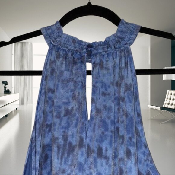 Mlle Gabrielle Layered High Button Keyhole Neckline Layered Maxi Dress - Picture 6 of 12